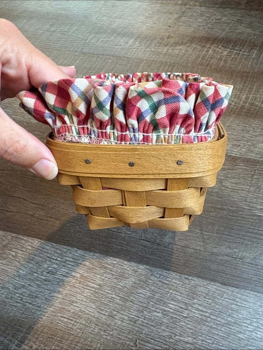 Longaberger Rectangular Basket 2004 Plaid Insert & Protector 11.5”